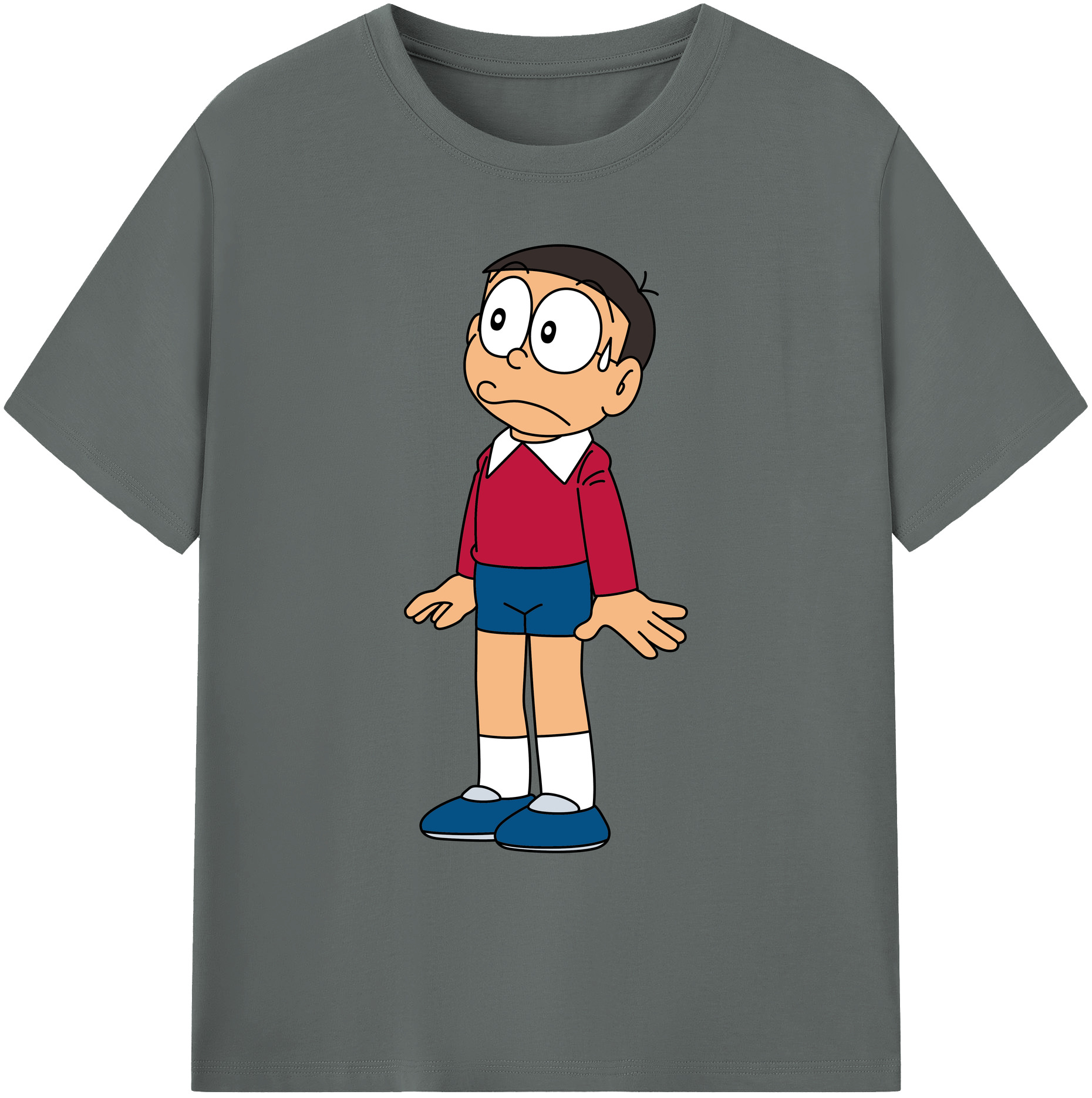 （画像用） ドラえもん 野比 のび太 Doraemon Nobita Nobi 綿100％ メンズ半袖Tシャツ｜肌触りやわらか＆通気性